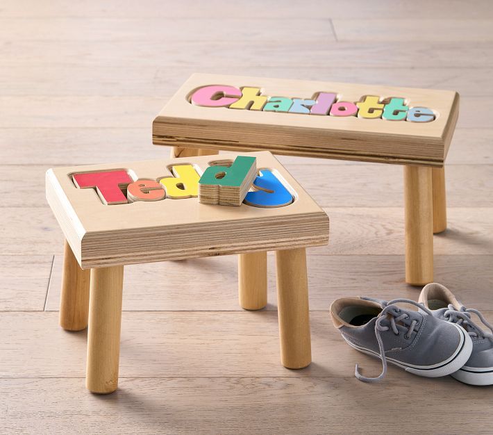 Hollow Woodworks Personalized Puzzle Step Stools | Pottery Barn Kids