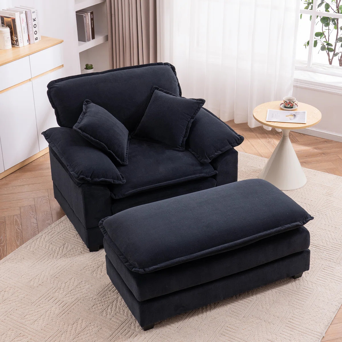 Danicah 46.9-Inch Wide Single Sofa, Comfort Upholstered Recliner with Ottoman | Wayfair North America