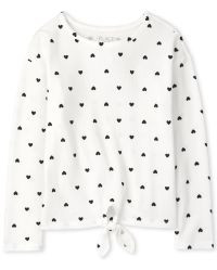 Girls Long Sleeve Print Tie Front Thermal Top | The Children's Place | The Children's Place