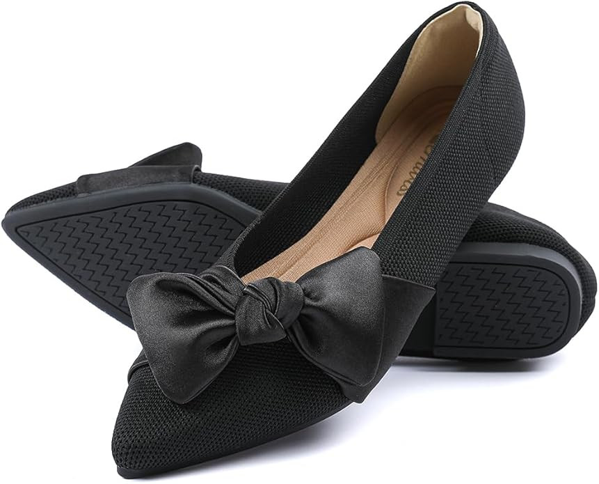 Semwiss Pointed Toe Ballet Flats for Women Slip On Comfortable Flats with Bow Dressy Casual Work ... | Amazon (US)