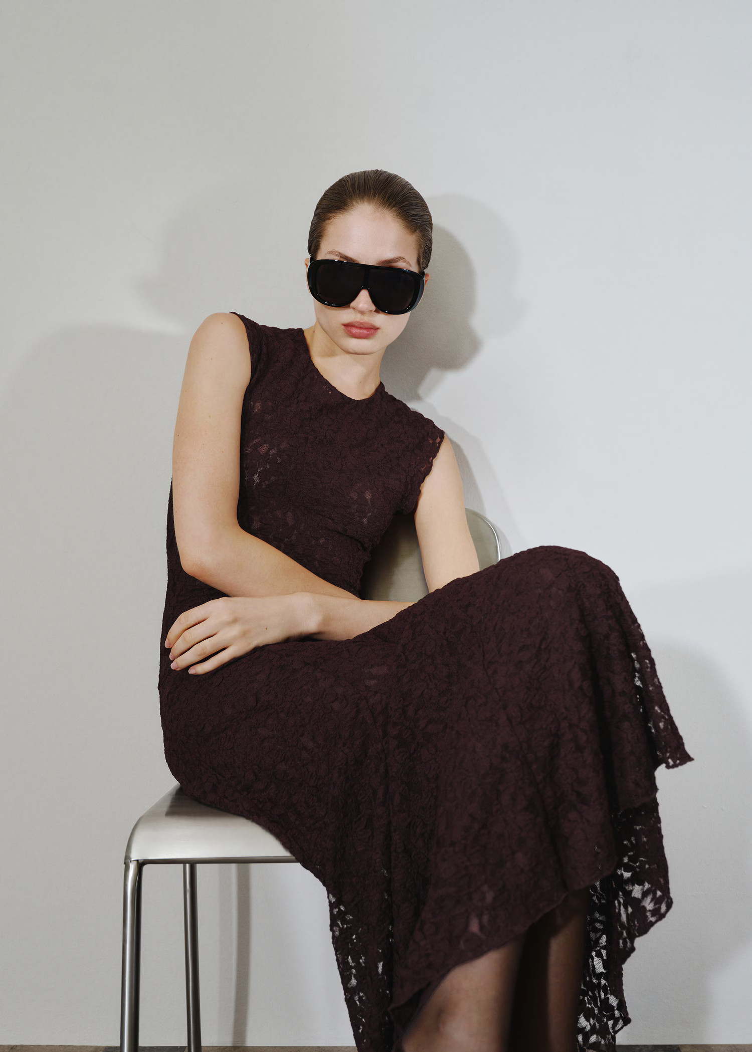 Asymmetric lace dress | MANGO (UK)