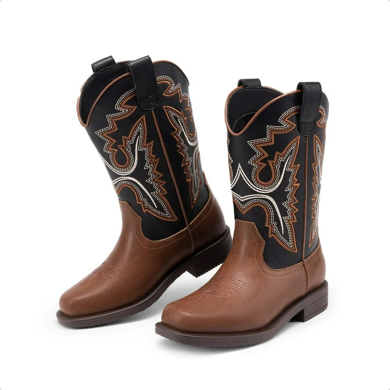 Kids Cowboy Boots Boys Girls Western Square Toe Riding Boots Comfortable Pull-On Design for Toddl... | Walmart (US)
