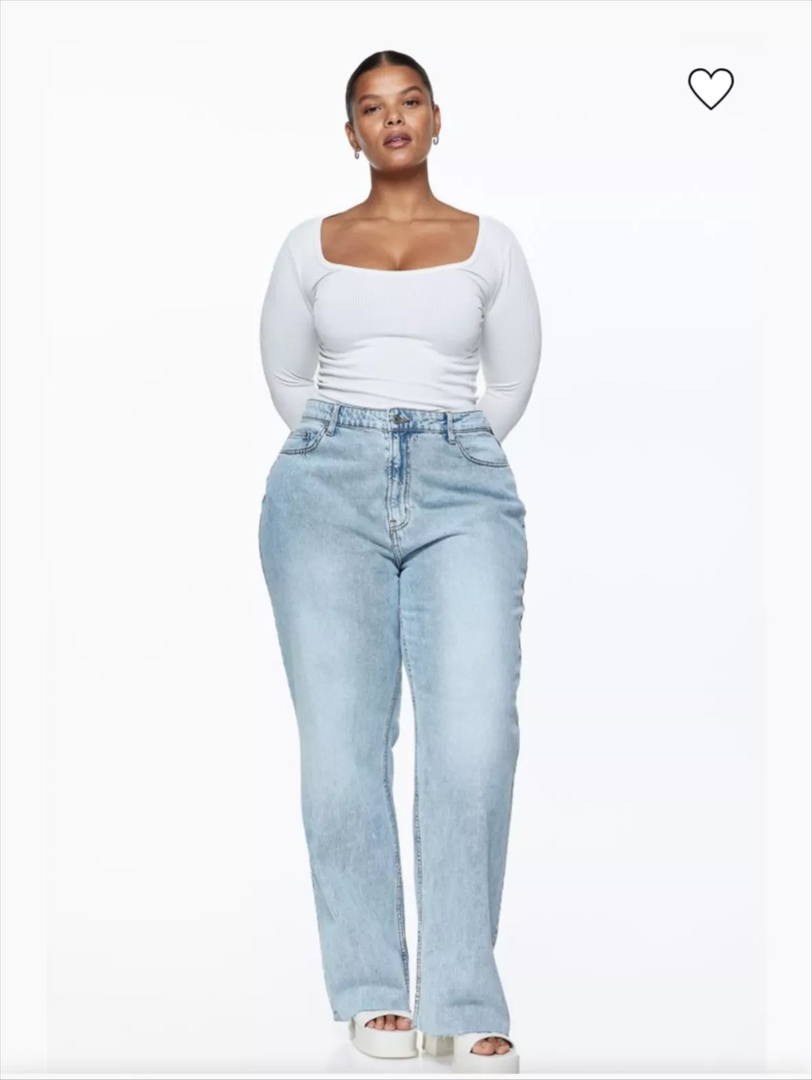 Curvy Fit Wide Ultra High Jeans - Light denim blue - Ladies