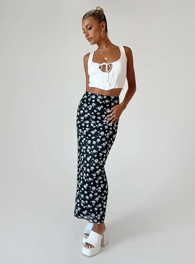 Knox Maxi Skirt Black Floral | Princess Polly US