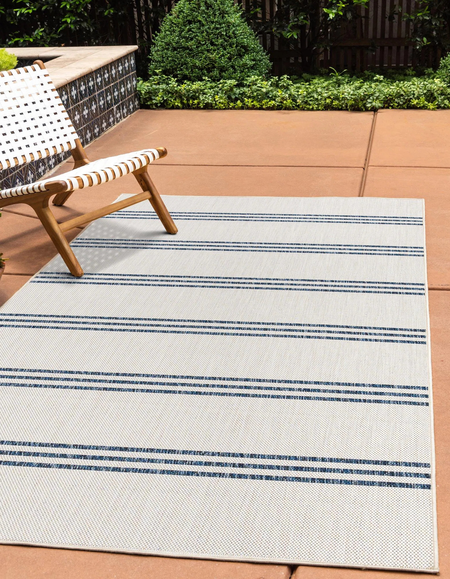 Striped Indoor / Outdoor Area Rug in Black | Wayfair North America