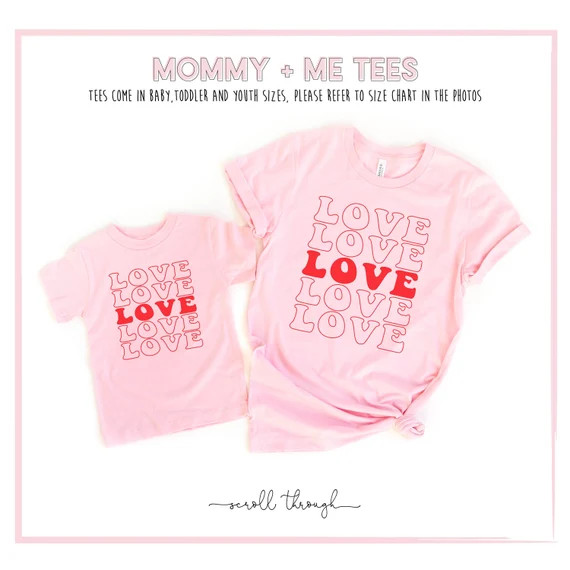 Mommy and Me Valentine's Shirts, Mother Daughter Shirts, Retro Love Matching Shirts,Mama,Toddler ... | Etsy (US)