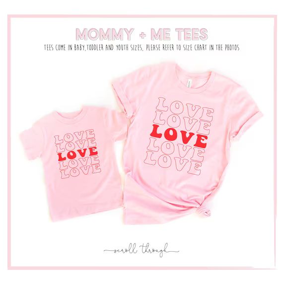 Mommy and Me Valentine's Shirts, Mother Daughter Shirts, Retro Love Matching Shirts,Mama,Toddler ... | Etsy (US)