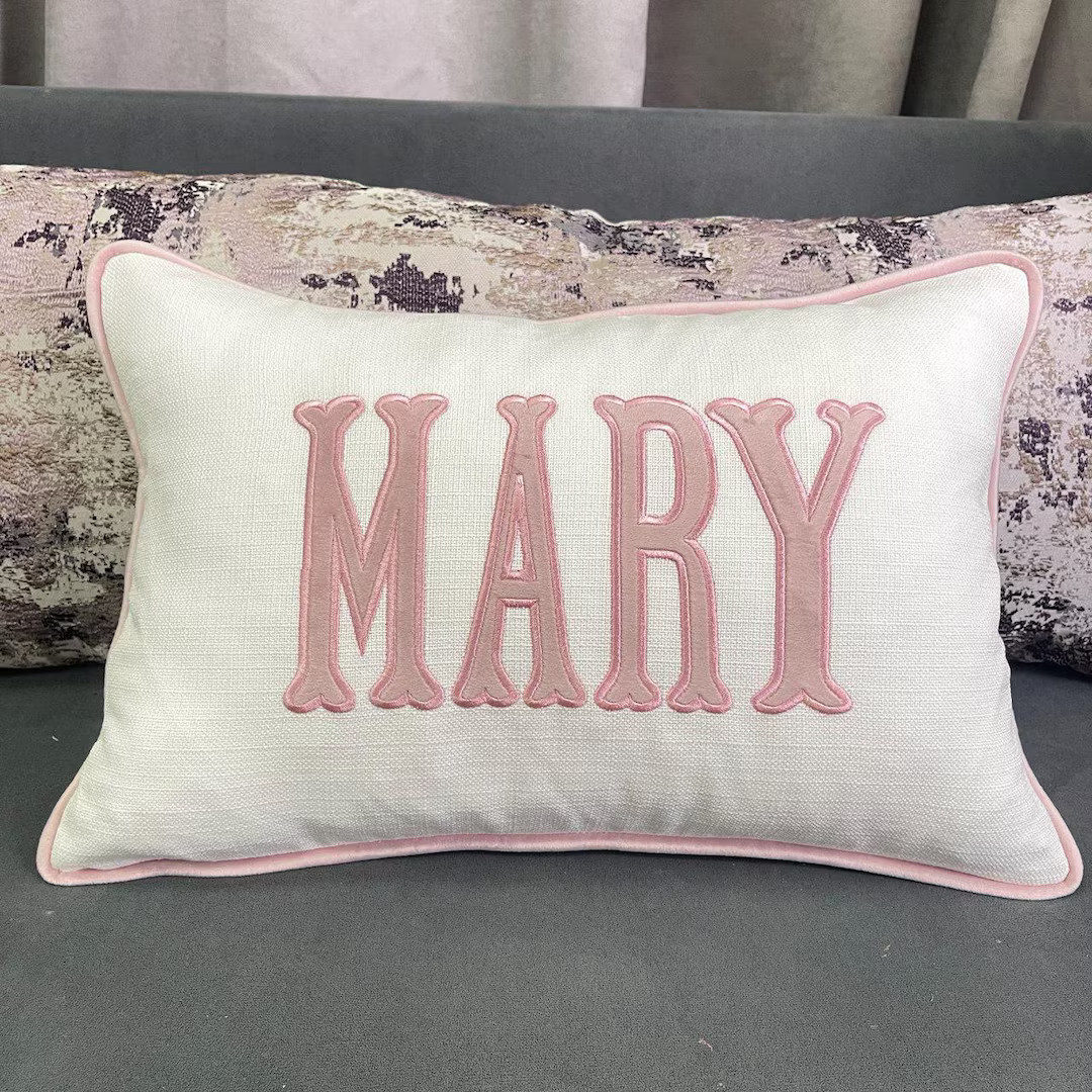 Personalized name pillow with appliqué monogram | Lumbar pillow with monogram | monogrammed nurs... | Etsy (US)