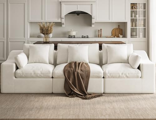 120” Oversized Cloud Couch, Modular Sectional Sofa (Warm White, 3 Seater) | Amazon (US)
