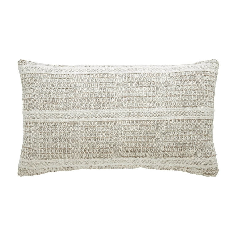 Better Homes & Gardens 14" x 24" Beige Chunky Woven Plaid Decorative Pillow | Walmart (US)