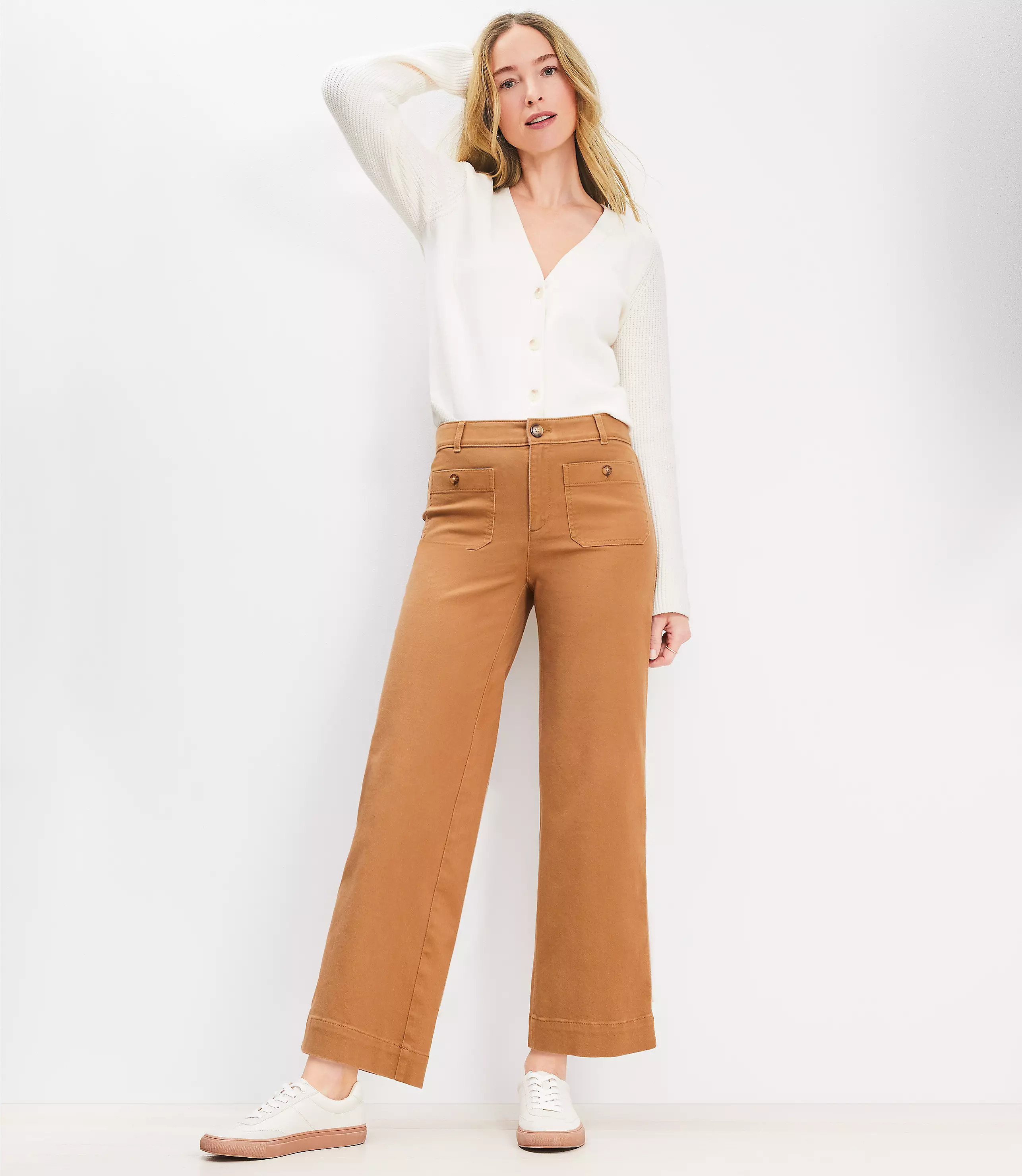 Petite Palmer Wide Leg Crop Pants in Twill | LOFT