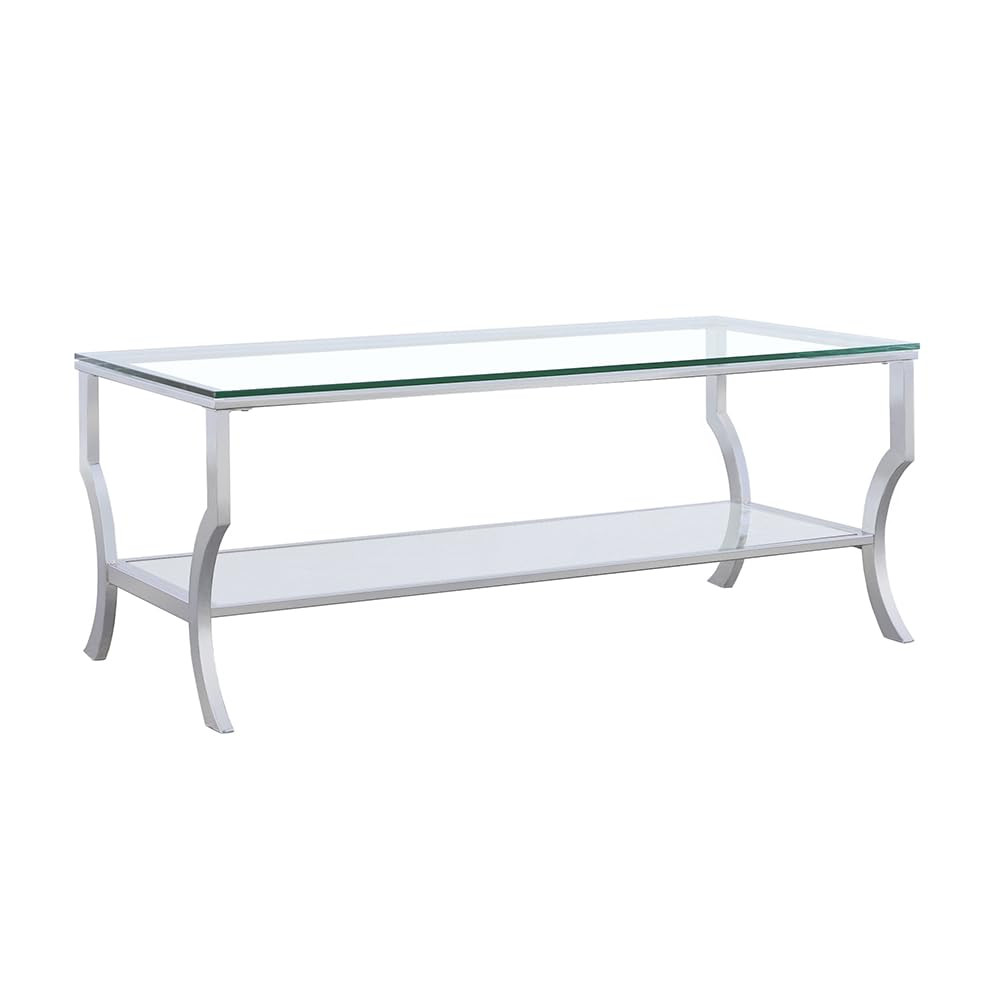 Amazon.com: Coaster Home Furnishings - Saide - Rectangular Coffee Table with Mirrored Lower Shelf, Curved Legs, Metal Base - Living Room - 47 Inch - Clear - 720338 : Home & Kitchen | Amazon (US)