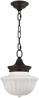 Hudson Valley Lighting 5009-OB Dutchess - One Light Small Pendant, Old Bronze Finish with White G... | Amazon (US)