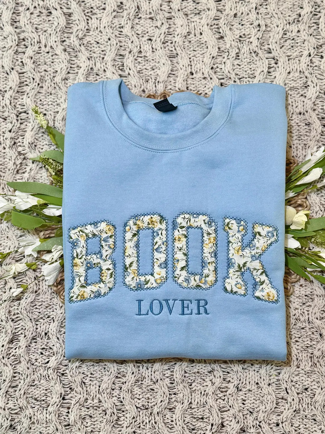 Embroidered book lover sweatshirt for romance book club readers | Etsy (US)