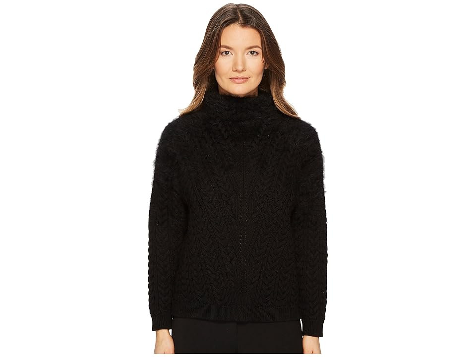 ESCADA SOP Chunky Knit Mock Neck Sweater (Black) Women's Sweater | Zappos