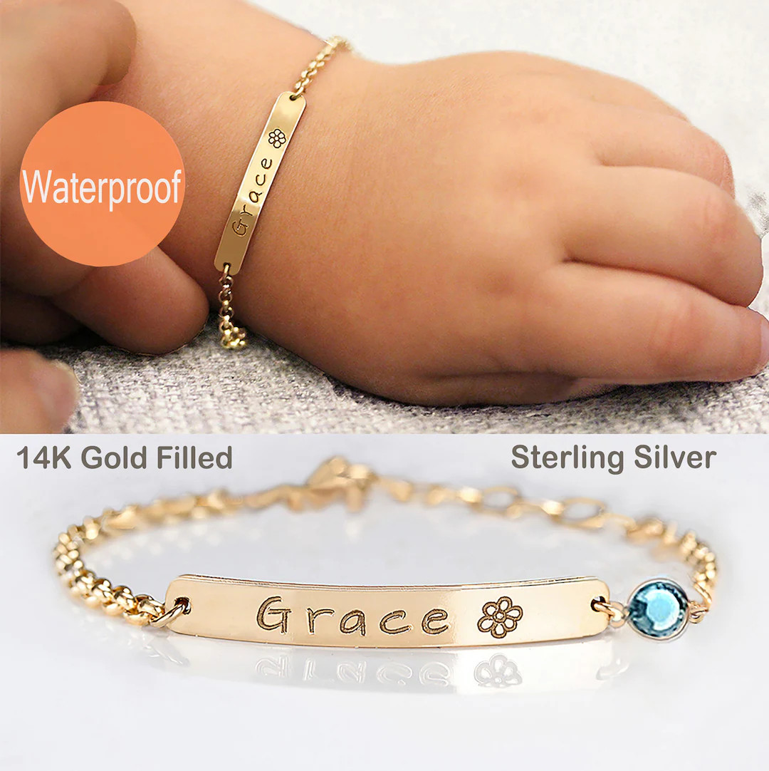 Baby Girl Bracelet Gold, Silver, Toddler Bracelets, Baby Bracelet Girl, Personalized Baby Boy Gif... | Etsy (US)