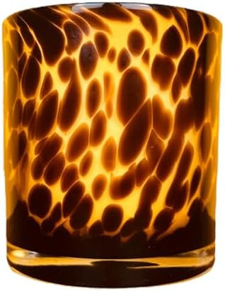 Hapton House Tortoise Shell Glass Candle Holder - Votive and Small Pillar Candle Holder - Leopard... | Amazon (US)