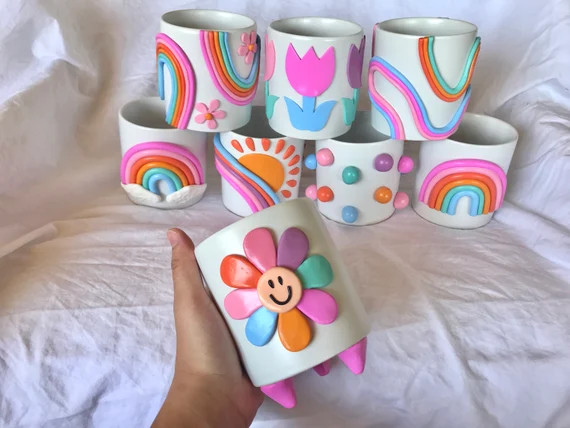 Retro Eclectic Colorful Planters/ Cute Ceramic Planter/ | Etsy | Etsy (US)