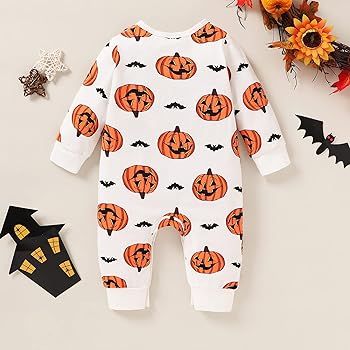 YOUNGER STAR Baby Boys Girls Clothes Halloween Long Sleeve Hooded Romper Jumpsuit Pumpkin Ghost P... | Amazon (US)