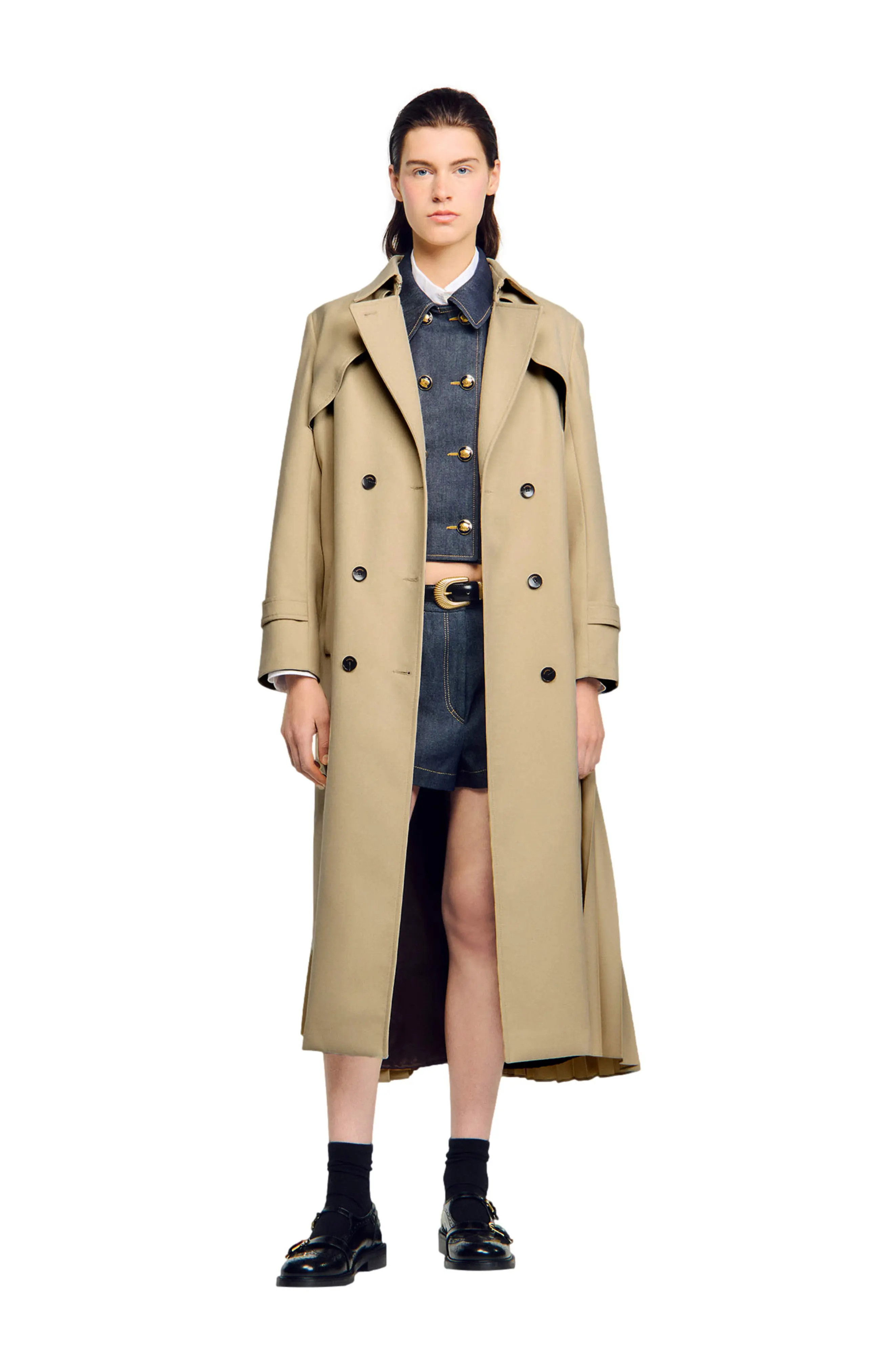 SANDRO Belted double-breasted trench (Women) | Nordstrom | Nordstrom