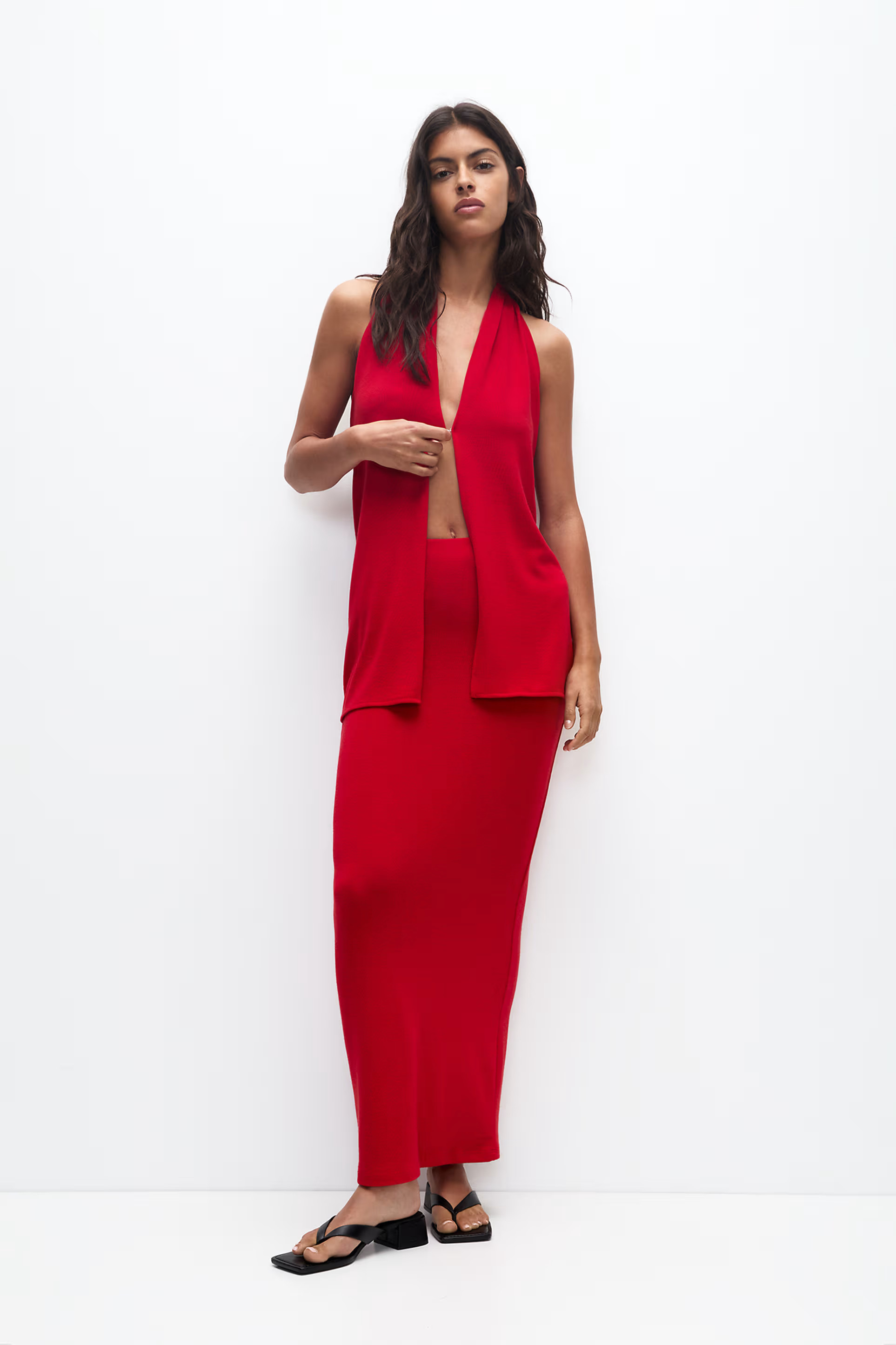 Pull&Bear knit maxi skirt in red - part of a set | ASOS (Global)