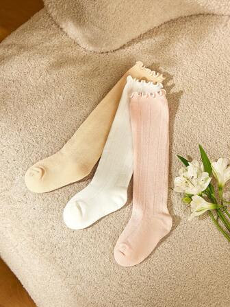 Cozy Cub 3pairs Baby Girls Stripe Pattern Knee High Socks | SHEIN