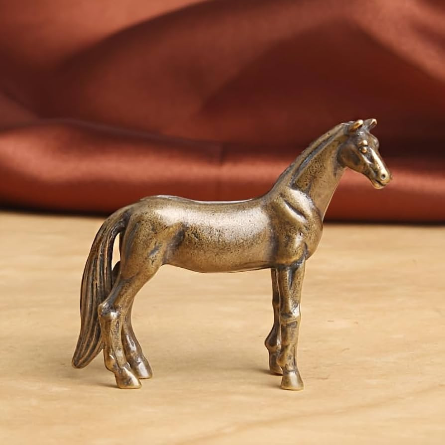 Vintage Brass Horse Figurine - Handcrafted Bronze Carved Tabletop Decor for Living Room, Idea, 1P... | Amazon (US)