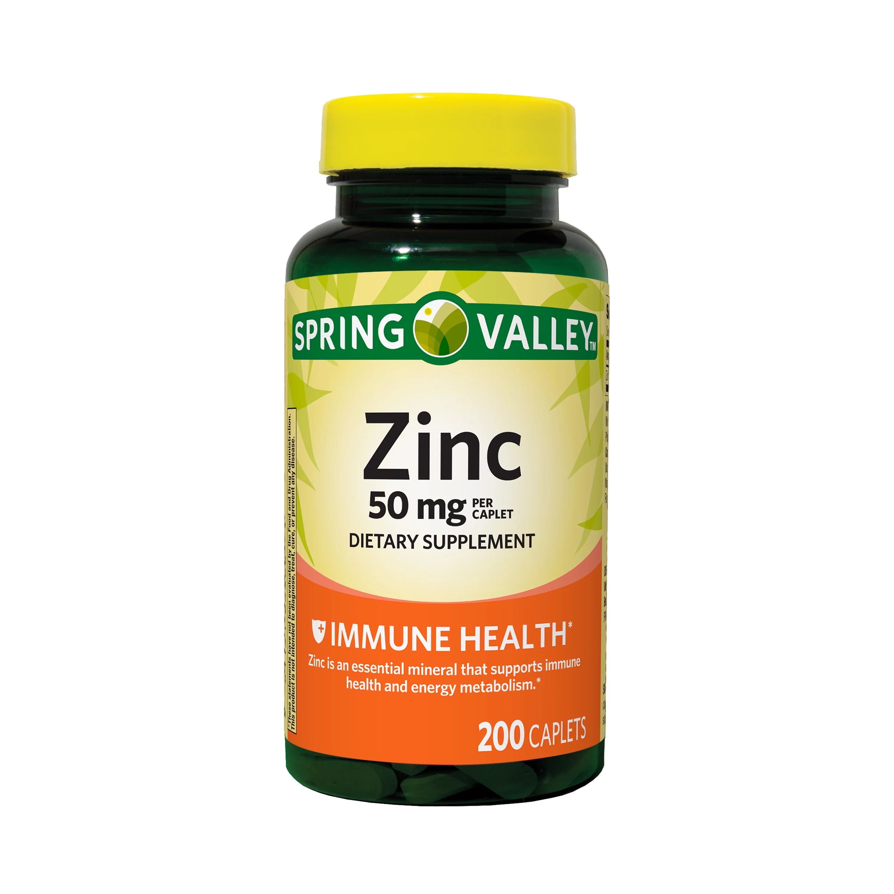 Spring Valley Zinc Immune Support Dietary Supplement Caplets, 50 mg, 200 Count | Walmart (US)