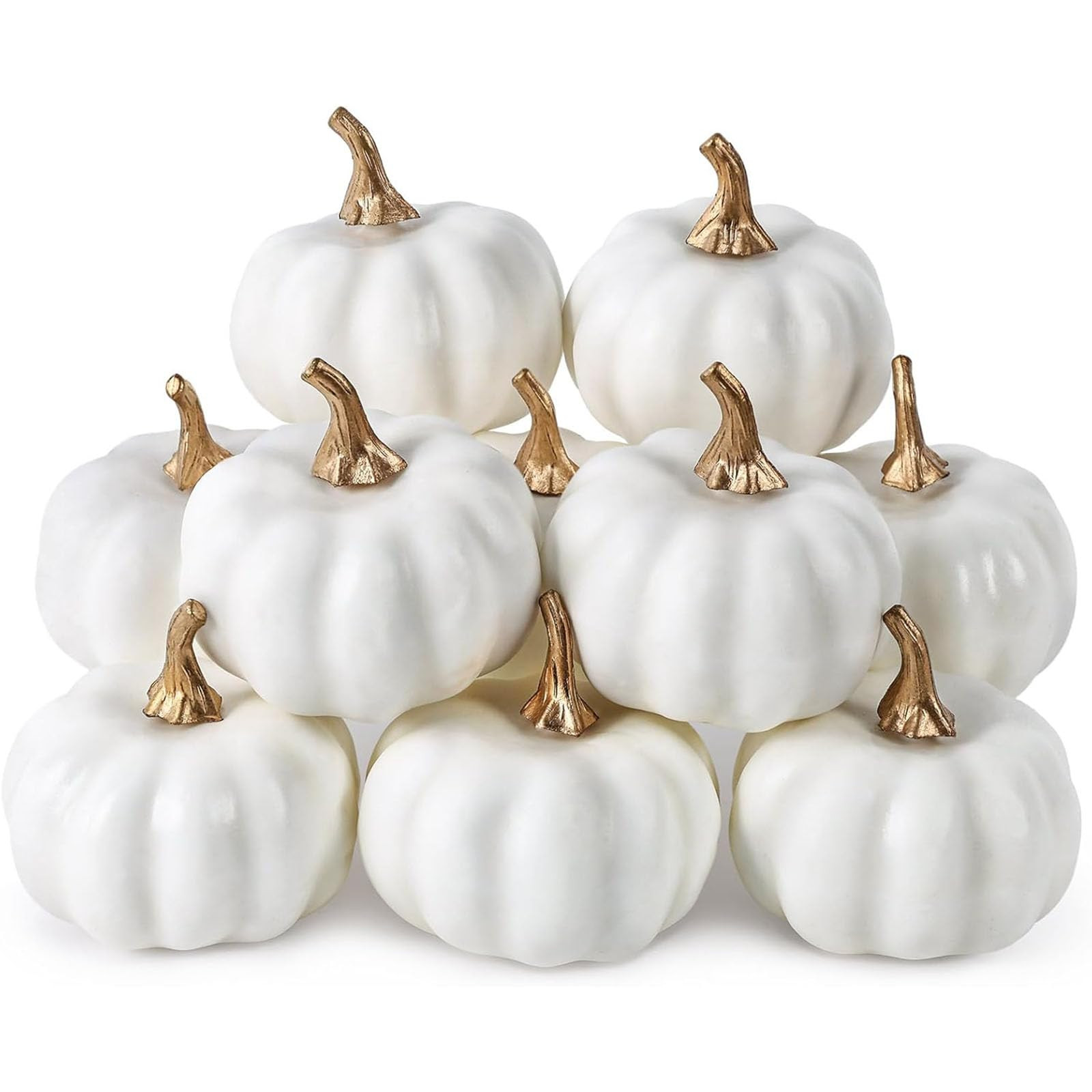 DomeStar 10PCS White Artificial Pumpkins, Fake Foam Pumpkins Harvest Pumpkins for Fall Autumn Hal... | Amazon (US)