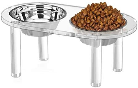NIUBEE Raised Cat Dog Bowls, Clear Acrylic Elevated Pet Feeder with Dishes for Food and Water | Amazon (US)