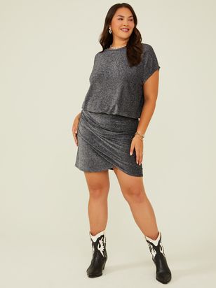 Emily Shimmer Crossover Skirt in Black | Arula | Arula