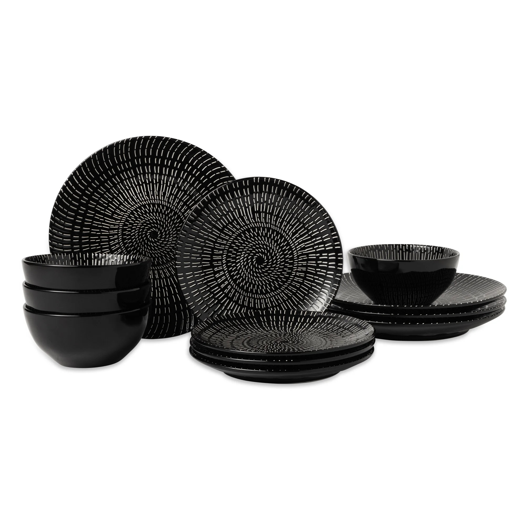 Thyme & Table, Maddox Collection, 12-Piece Stoneware Dinnerware Set | Walmart (US)