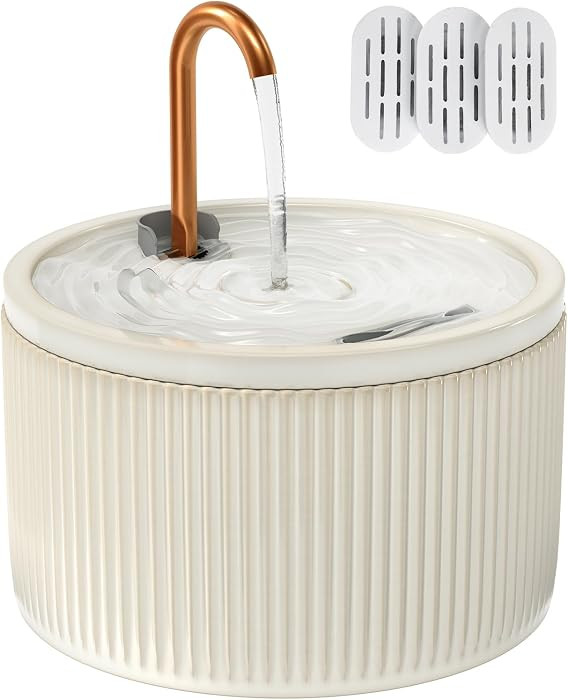 Ceramic Cat Water Fountain, All-Ceramic Body, Pure Copper Spout | Amazon (US)