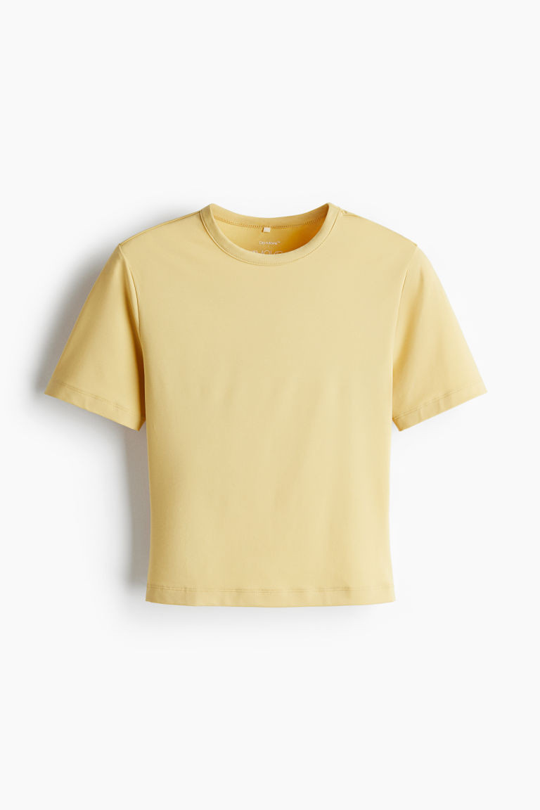 H & M - Cropped sports top in DryMove - Yellow | H&M (UK, MY, IN, SG, PH, TW, HK)