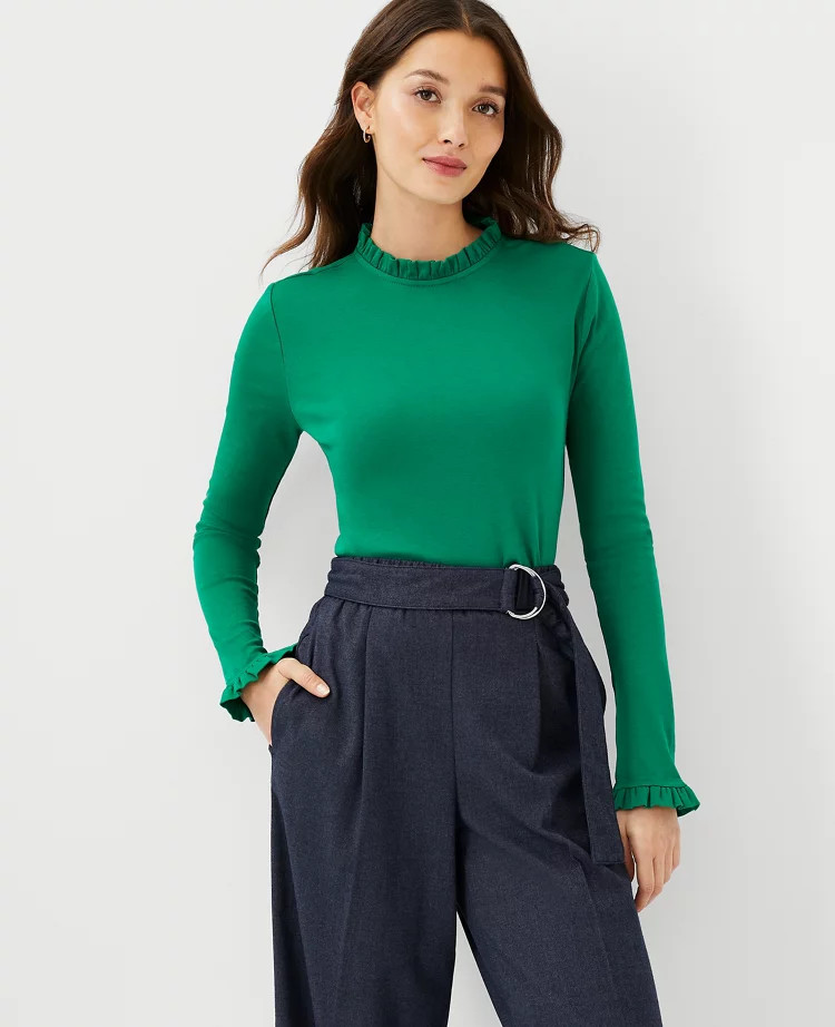 Ruffle Trim Top | Ann Taylor (US)