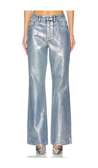 Coaty Straight Jeans in Coated Silver Blue | Revolve Clothing (Global)