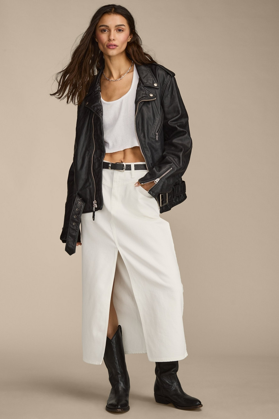 DENIM MAXI SKIRT WITH SLIT | Lucky Brand