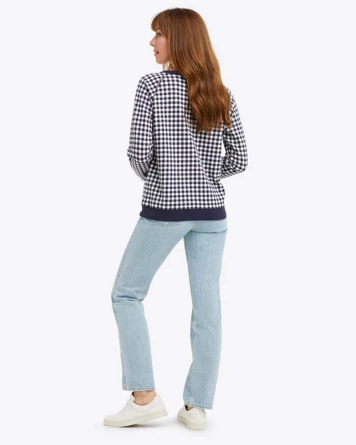 Natalie Sweatshirt in Navy Gingham | Draper James (US)