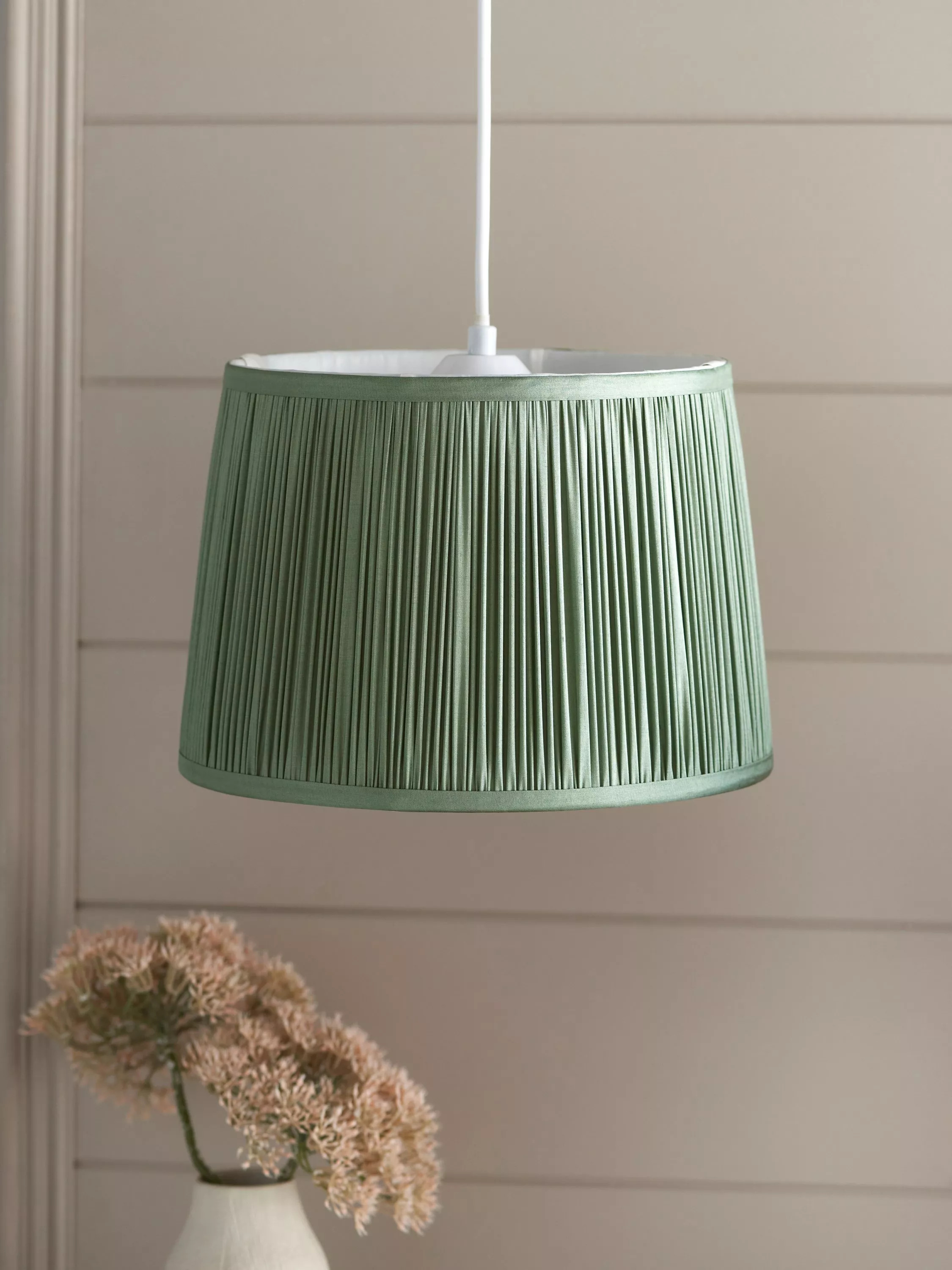 John LewisLymington Pleated Silk Tapered Lampshade, Myrtle Green | John Lewis (UK)