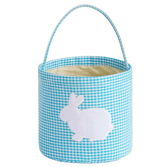 Bunny Easter Basket, Classic Gingham Easter Bucket Bag for Easter Egg Hunts Party Favor Decoratio... | Amazon (US)