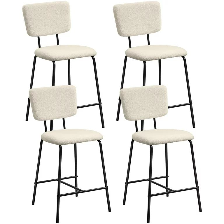 Sanspredet Bar Stools Set of 4 Boucle Fabric Stool Counter Height Barstools Upholstery Bar Chairs... | Walmart (US)