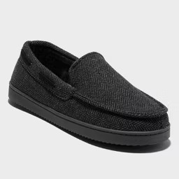 dluxe by dearfoams Men's Herringbone Moc Slippers - Black | Target