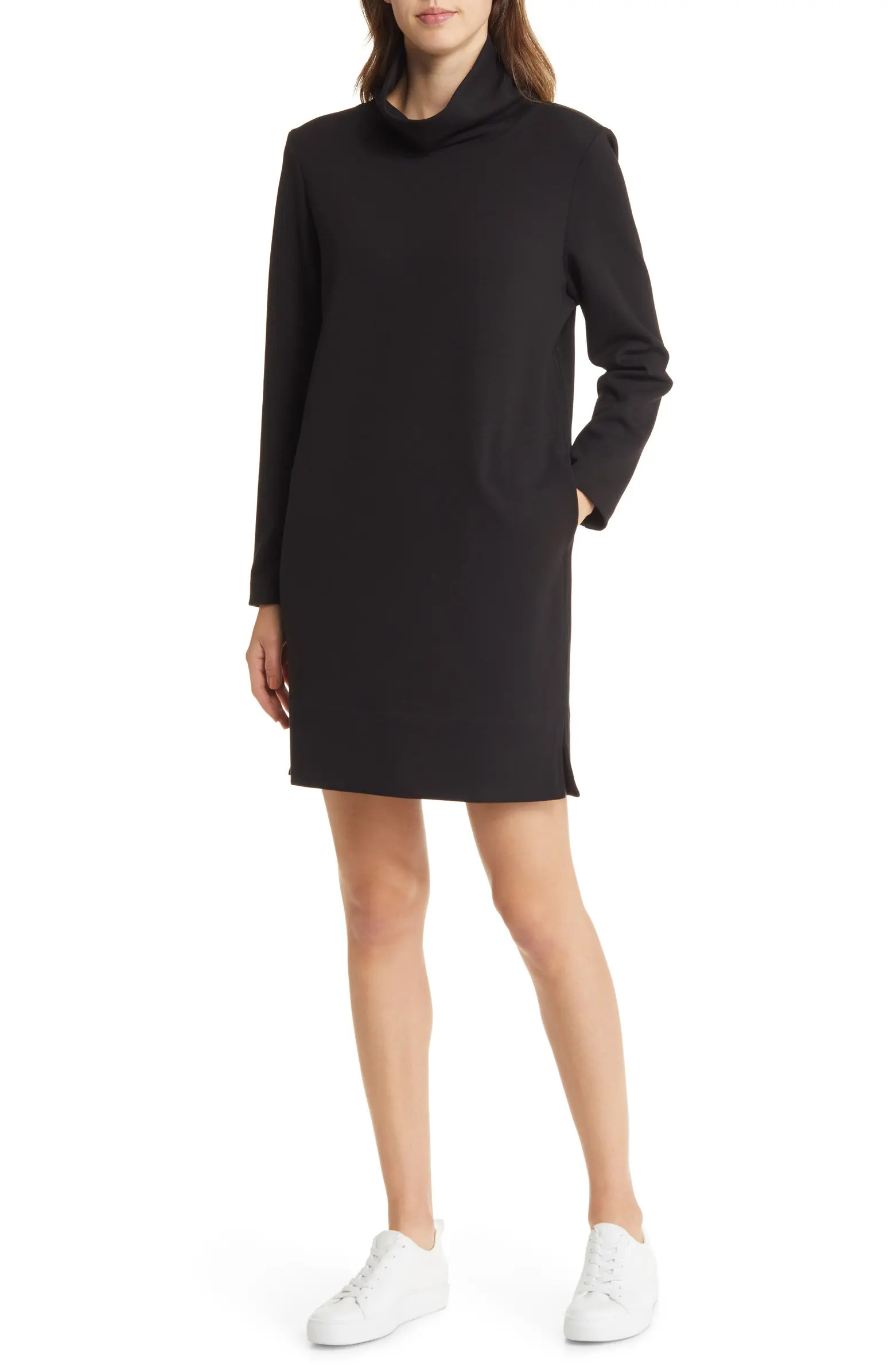 Scrunch Neck Long Sleeve Shift Minidress | Nordstrom