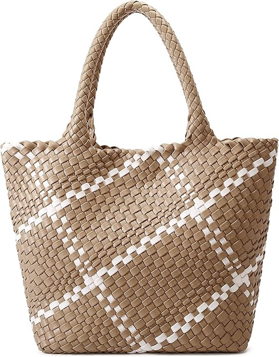 Fashion Woven Tote Bag for Women, Shopper Bag Soft Vegan Leather Hand-woven Handbag with Purse | Amazon (US)