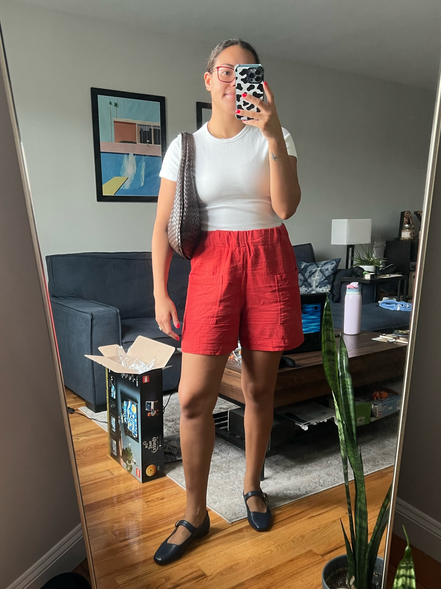 The last of my summer looks! I’m trying to transition my looks to fall but the weather won’t cooperate so I’m making small changes in my color palette and shoe choices instead. I wore these maryjane ballet flats in lieu of sandals. I paired them back with some “me-made” cotton twill shorts and a little white baby tee and a vintage woven bag!

#LTKstyletip #LTKSeasonal #LTKshoecrush