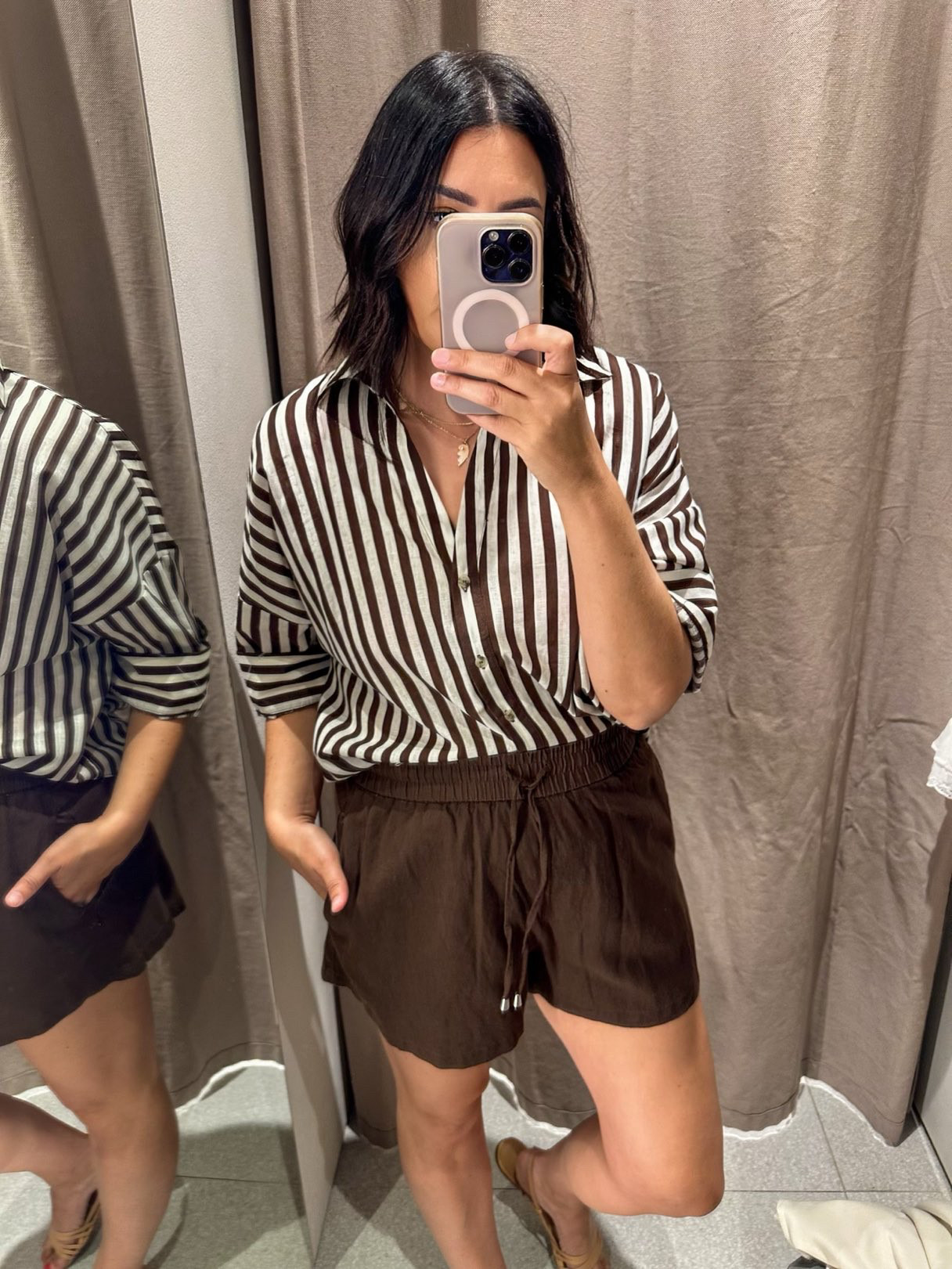 Shorts: they’re relaxed and loose but not sheer or see through. Lightweight, perfect for summer. I am in the medium would have taken a large had they had it, but alas just mediums. Size up if you need extra room in the waist only, otherwise TTS.

Top: I’ve also linked another shirt that I think I like the fit better in. I like this top – it’s just very wide. I would size down in this one for sure. I also cuffed the wide sleeve and really liked it when I did that, it made the sleeve much easier to wear. In the other one I linked (It’s $10 cheaper too!) I am a true to size fit in it, I’d get a medium. Both options linked here if you want to see the difference in shapes!

Pants: I'm in the large but would even go up to an XL for extra waist room. These fit me at a large but for a looser fit I'd go up one more.  

 #LTKOver40 #LTKFindsUnder50 #LTKFindsUnder100