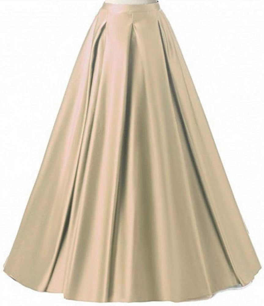 Diydress Women's Long Fashion High Waist A-Line Satin Skirts with Pockets | Amazon (US)