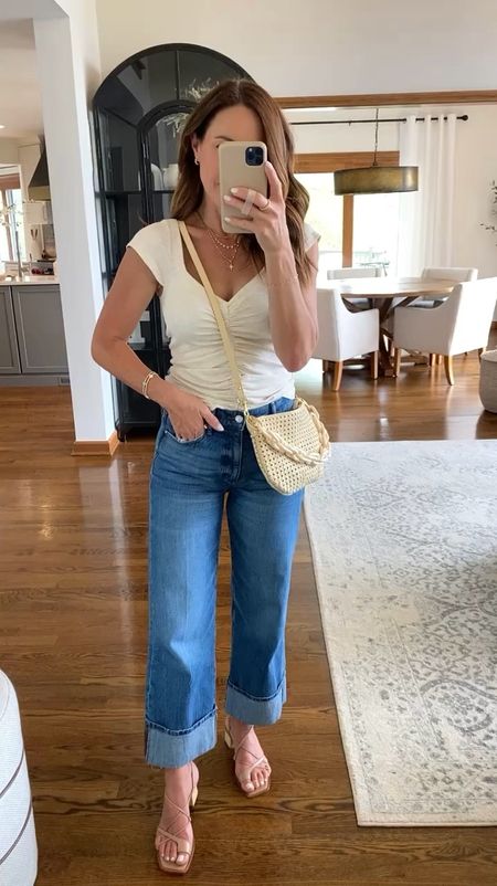 Friday Summer patio lunch outfit. 
This little tee is so pretty. 
XS tee
Jeans down one size 

#LTKSeasonal #LTKover40 #LTKstyletip
