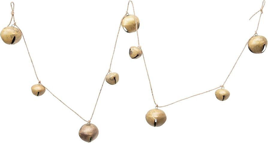 Creative Co-Op 76" L Metal Jingle Bell Garland, Gold Finish | Amazon (US)