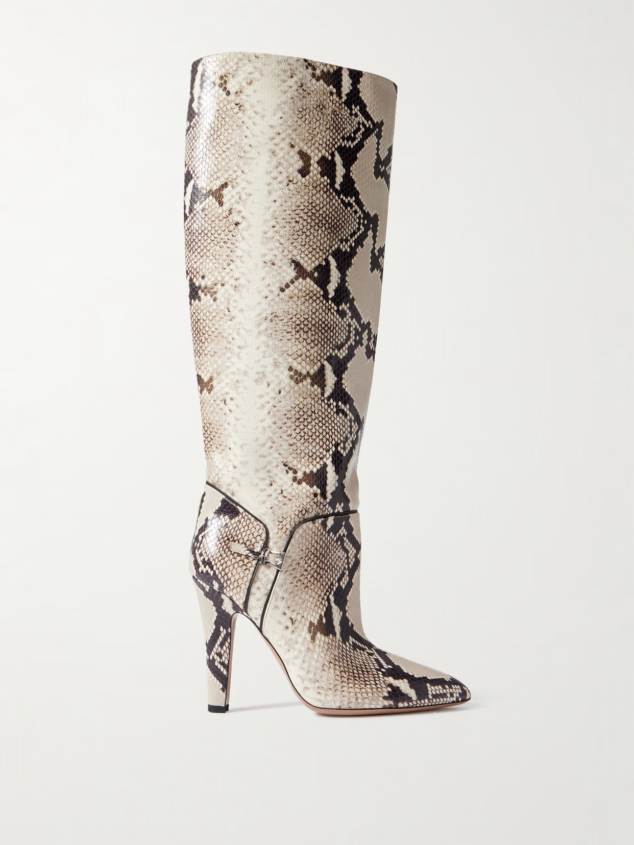 Paris Texas - Elsa Buckled Snake-effect Leather Knee Boots - Animal print | NET-A-PORTER (US)